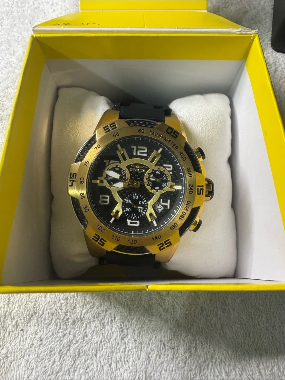 #153 Invicta Gold and Black Men's Chronograph Tachymeter Watch
